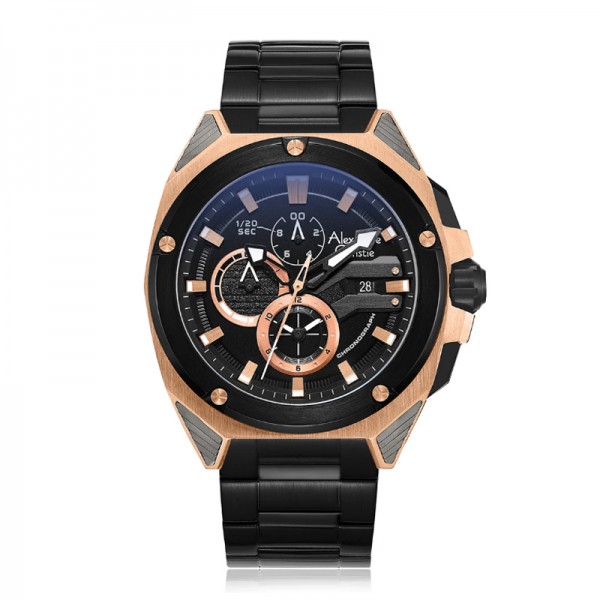 Alexandre Christie AC 6624 Rosegold Black Steel MCBBRBA